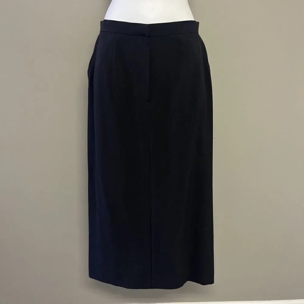 Talbots Women’s Black Stretch Mixed Blend Pleats Pockets Maxi Back Slit- Size 8